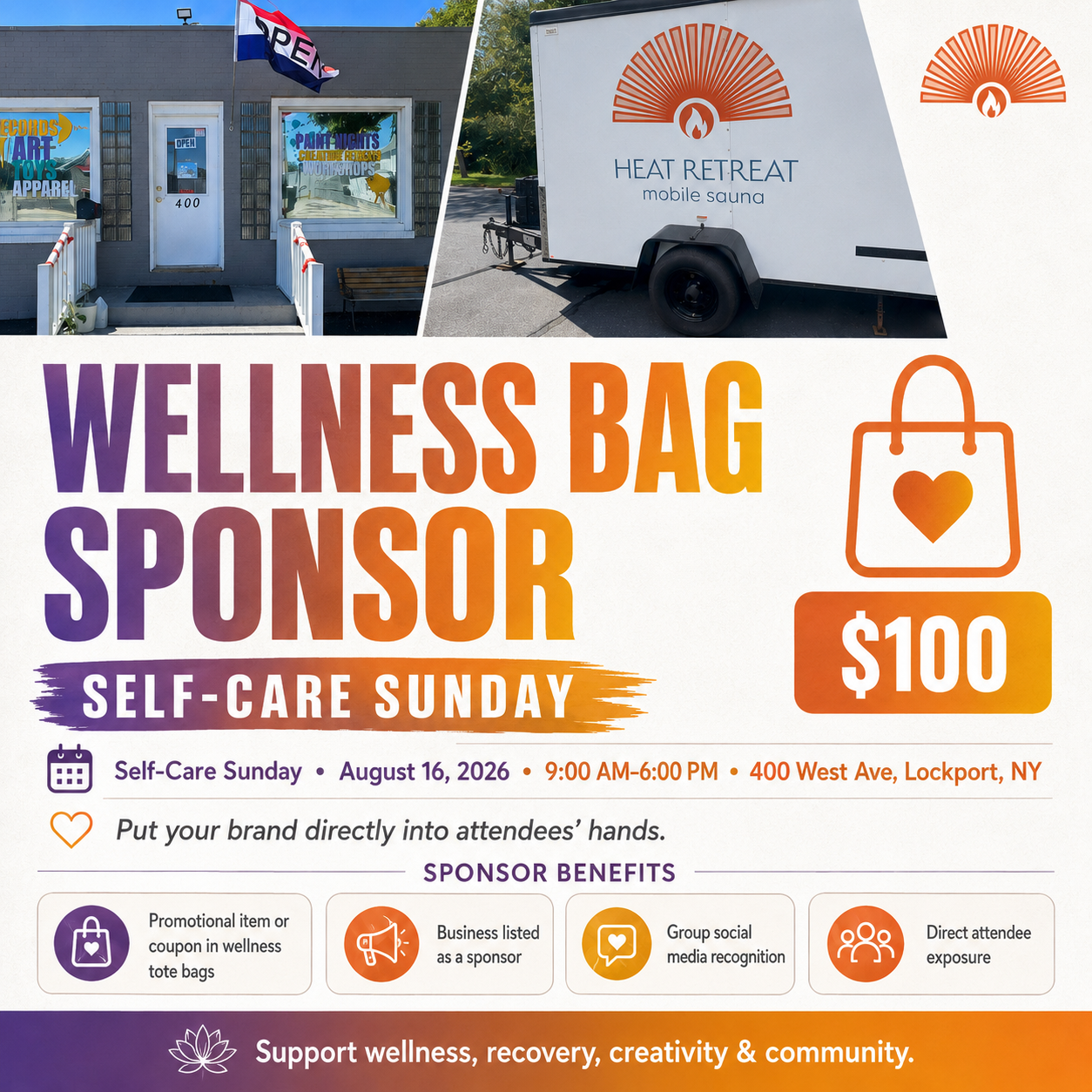 Wellness Bag Sponsor package for Self-Care Sunday 2026