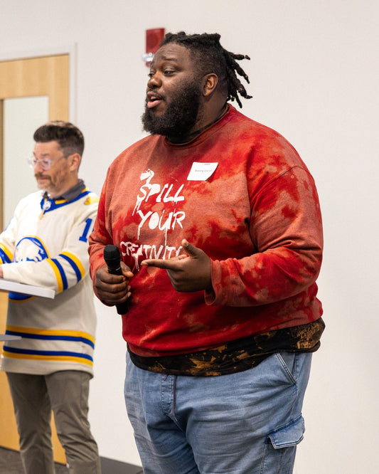 Sterling presenting his creative business concept during Startup Wednesday Buffalo.