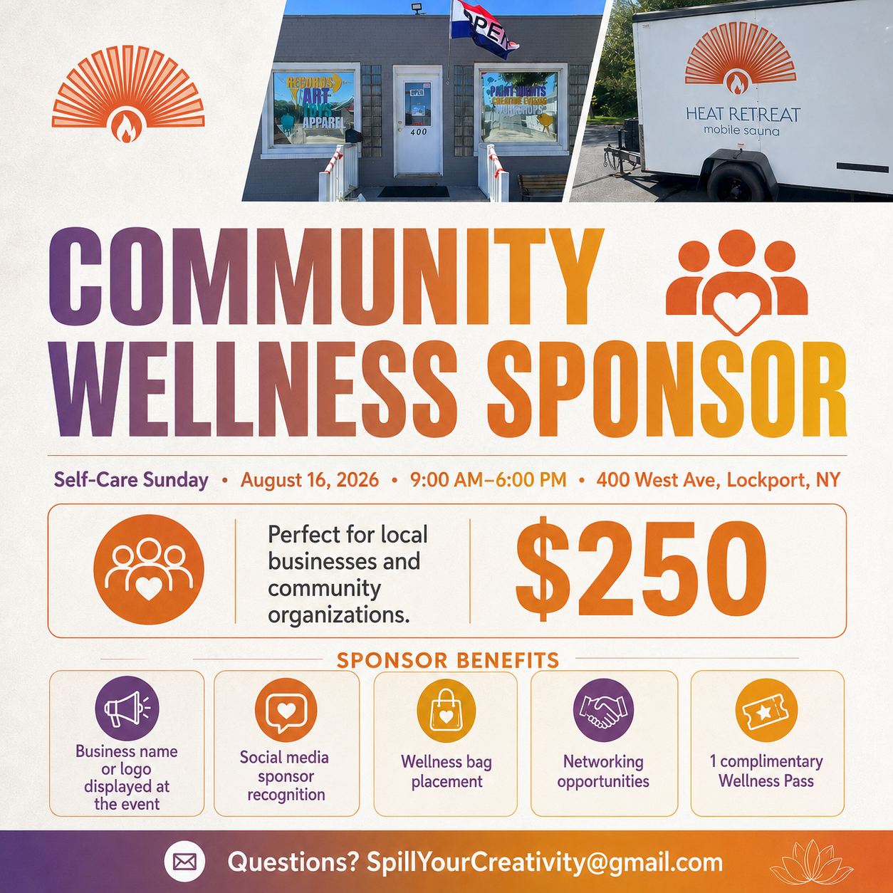 Community Wellness Sponsor package for Self-Care Sunday 2026