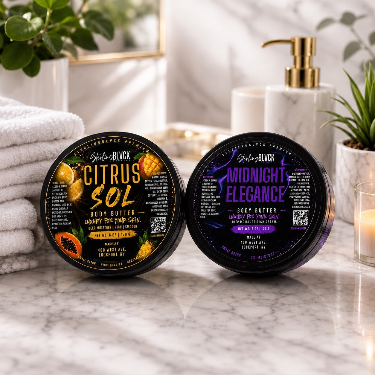 SterlingBLVCK Premium Body Butter options included in Self-Care Trio