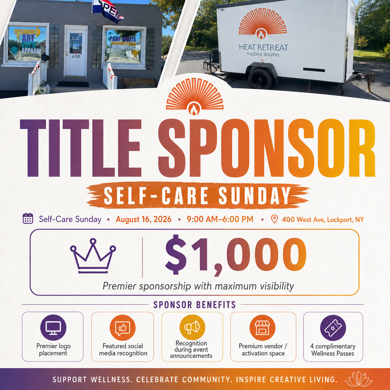Title Sponsor package for Self-Care Sunday 2026
